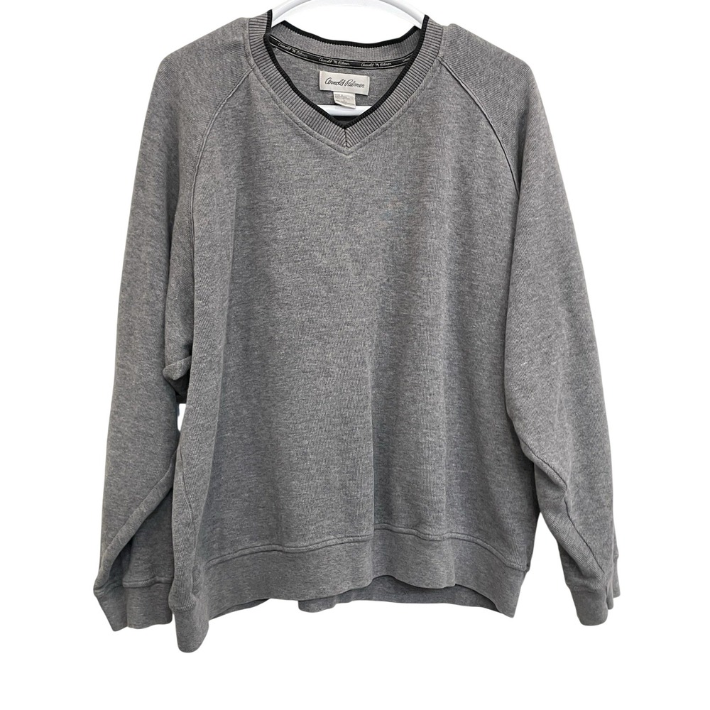 Arnold Palmer Sweatshirt Men's Large Gray Palmer Golf V-Neck‎ Cotton Pullover